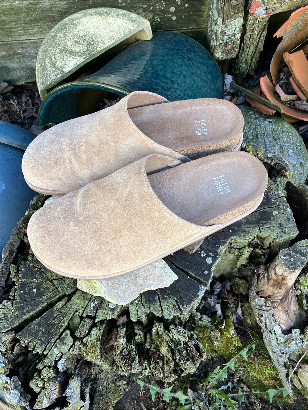 Eileen Fisher Bios Ecru Tan Suede Slip-On Mule Clogs 8 - Picture 5 of 15